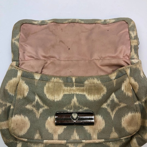 COACH HANDBAG PURSE KRISTIN IKAT OP ART SIGNATURE HOBO 17083 GRAY SHIMMER - Picture 10 of 15